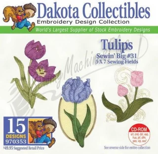 Dakota Collectibles Tulips Embroidery Designs - 970353