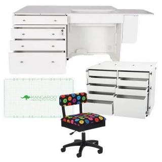 Kangaroo Sewing Furniture Dingo II, Kangaroo and Joey II Bundle Cabinet Set (Ash White)