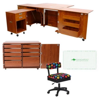 Kangaroo Sewing Furniture Dingo II and Aussie II Bundle Cabinet Set (Teak)