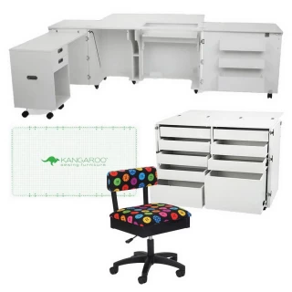 Kangaroo Sewing Furniture Dingo II and Aussie II Bundle Cabinet Set (White)